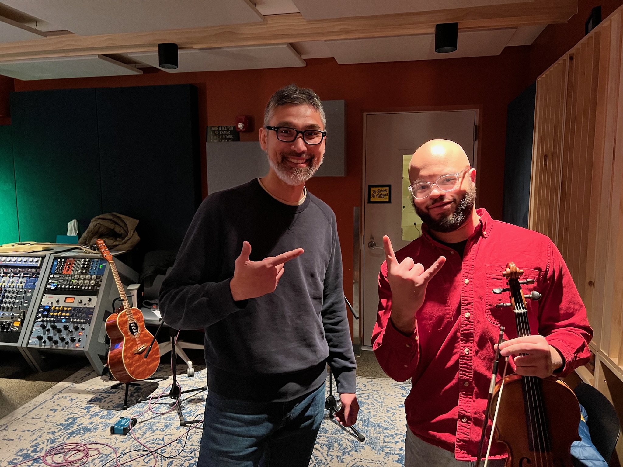 Sébastien Ridoré and Cel Kulasekaran in the studio